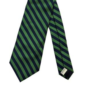 New Neiman Marcus Mens Neck Tie  Silk Blue Green Striped Made In USA Preppy